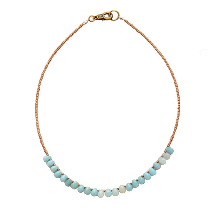 Marama - ketting Turquoise drop - edelsteen Onyx - houten kralen - damesketting
