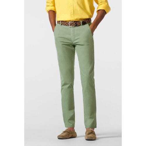 Meyer Broek Oslo Flex Ultralight Microstructure Cotton Two-Way Stretch Sage Green / male