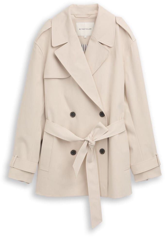 Tom Tailor - Trenchcoat van waterafstotend materiaal - Maat XL - sand stone beige