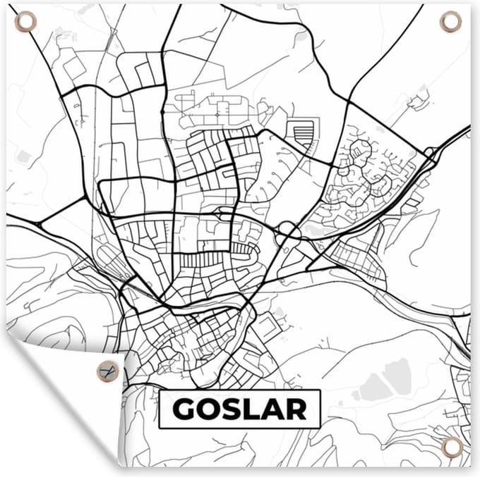 Tuindoek Plattegrond - Kaart - Goslar - Stadskaart - 100x100 cm