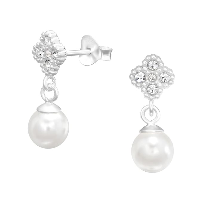 Montebello Oorbellen Bette - 925 Zilver E-Coating - Parel - 8x16mm