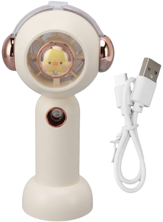 Store_9 - Handheld Mini-Ventilator - Draagbare USB Oplaadbare Ventilator - Wit - Verstuivingsfunctie - Perfect voor Thuis en Buitenshuis - Geschikt...