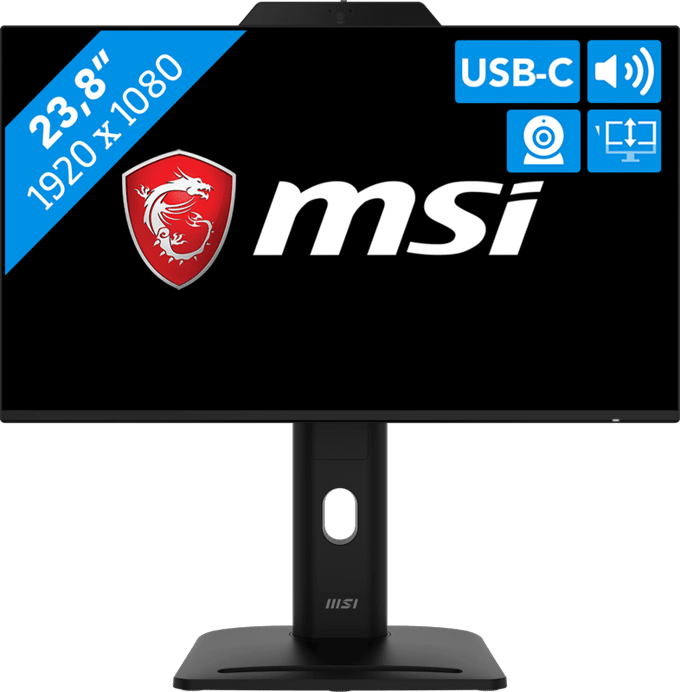 MSI Pro MP242PMG - Full HD IPS Monitor - 120Hz - 24 inch - Webcam - 4 Way Adjustable - Speakers