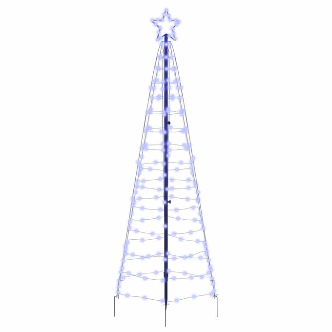 vidaXL - LED - kerstboom - EKENAS - 250 - cm - 390 - LED's - Blauw - Staal - Blauw