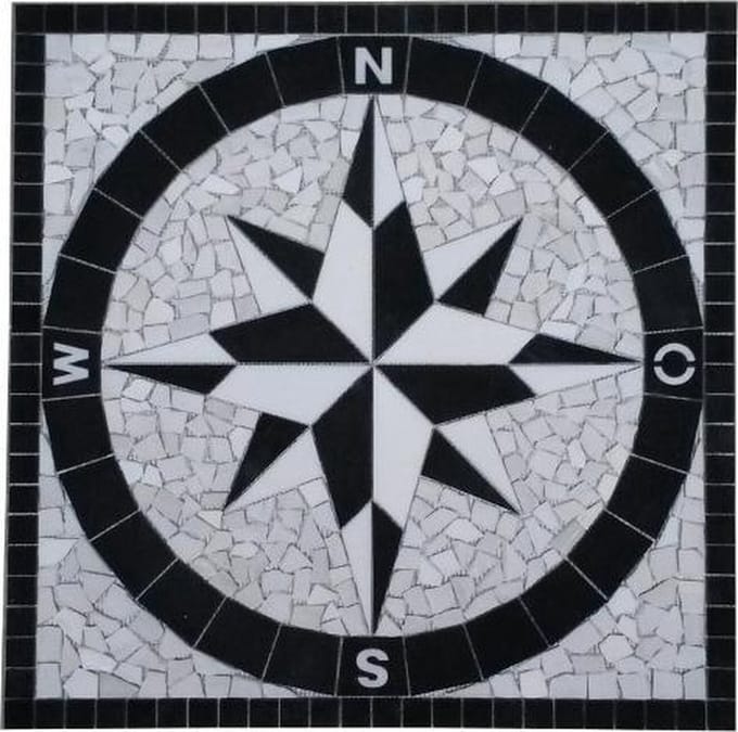 Mozaiek tegel 049 medallion windroos 90 x 90