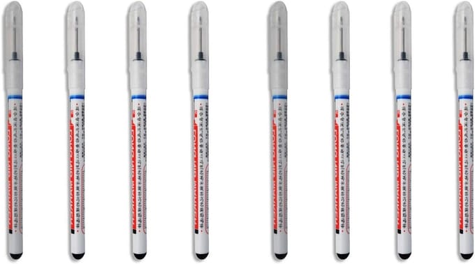 Permanent Marker Set met Extra Lange Punt - Zwarte Stiften voor Creatief Gebruik (8 Stuks)
