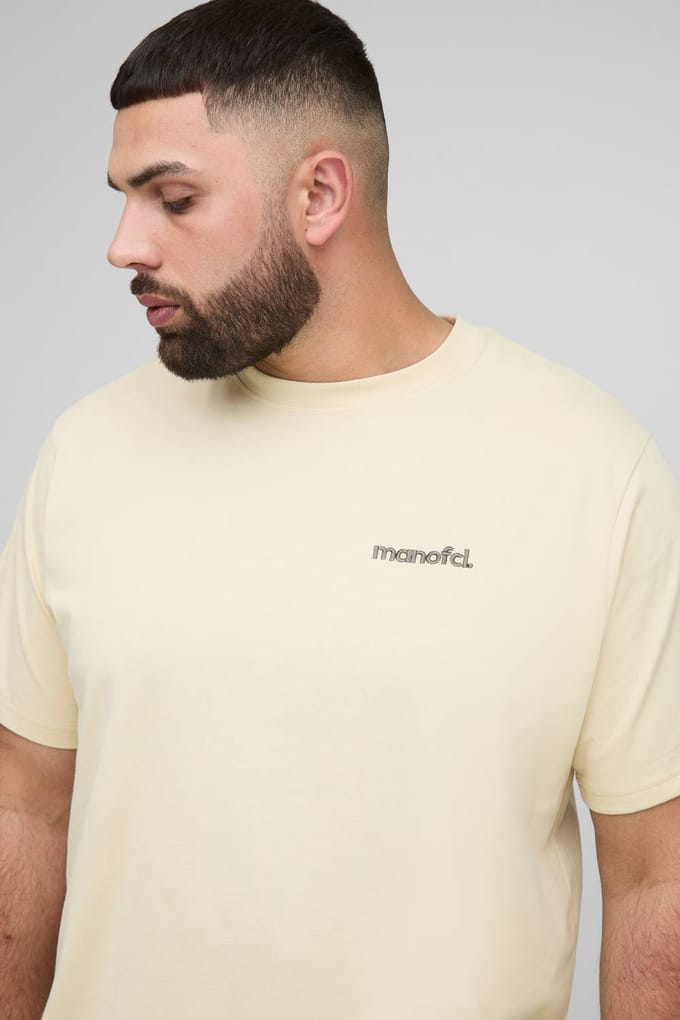 Plus Regular Men's OFCL Geborduurd T-Shirt & Relaxed Jersey Short Set | Charcoal | Size 2XL