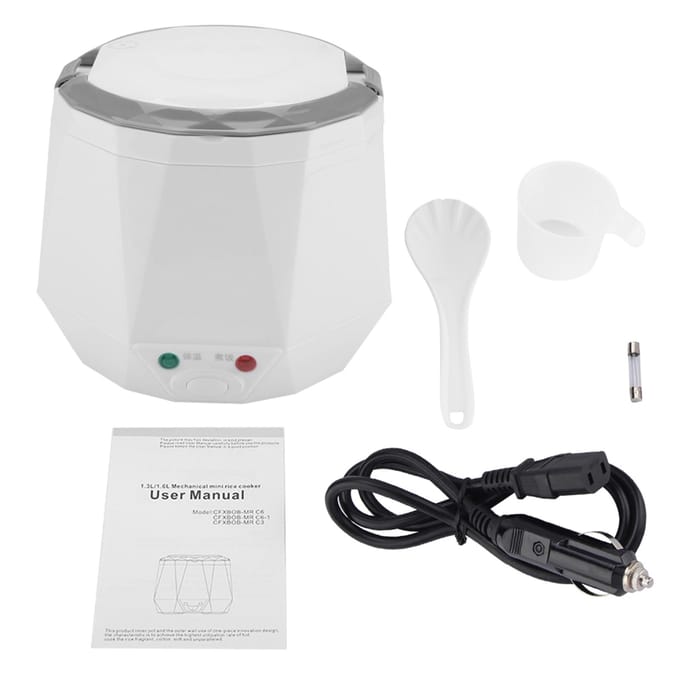 24V 140W 1.6 L Elektrische Draagbare Multifunctionele Rijstkoker Stoomkoker voor Vrachtwagen (Wit) wit