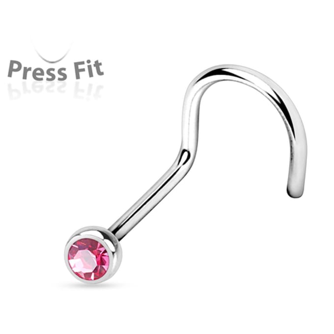 Neuspiercing U-bocht steen press fit 0.8x6x2.5 - roze - LMPiercings