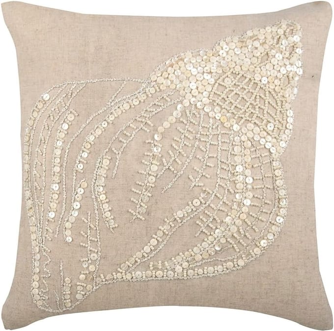 Decoratieve Sierkussenhoezen Set van 2, 65x65 cm Katoen Linnen, Schelp Patroon