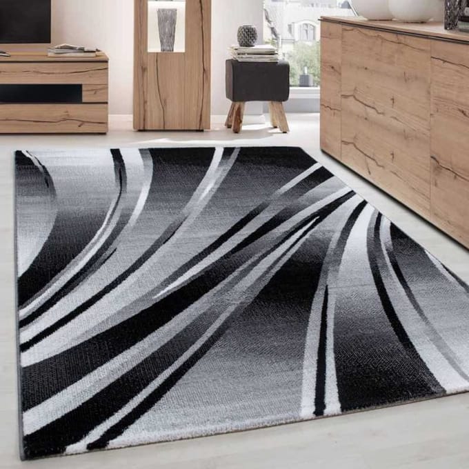 Parma 9210 Zwart Modern Designer Tapijt 80x150 cm