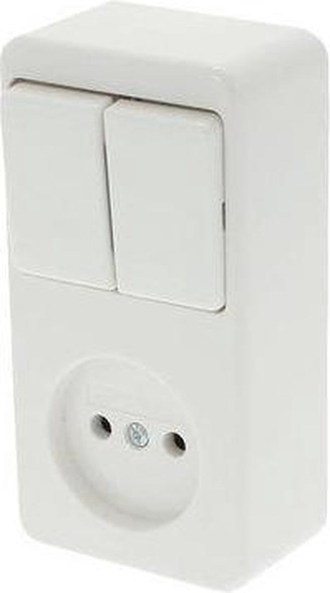 Berker Opbouw Combinatie - Serieschakelaar en Stopcontact - Polarwit