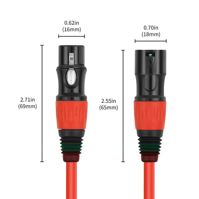 Lot de 4 câbles XLR pour micro, câble XLR mâle vers femelle de 1,8 m, plug and play, équilibré à 3 broches 1.8M