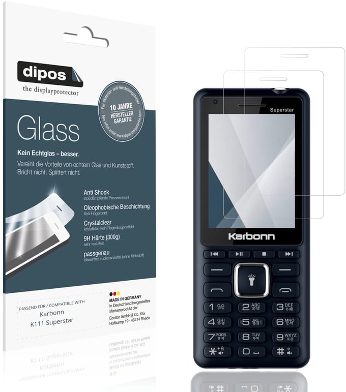 dipos – 2x Pantserfolie geschikt voor Karbonn K111 Superstar | 9H Screenprotector