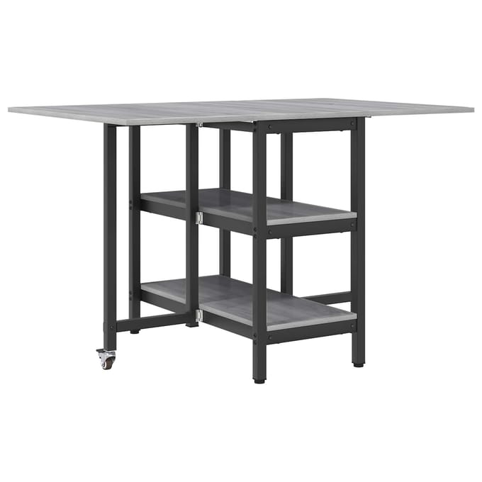 vidaXL - Eettafel - 122 - x - 80 - x - 76,5 - cm - Bewerkt - hout - Grijs - Sonoma