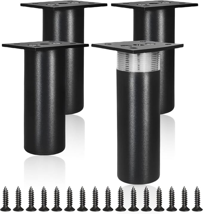 Set van 4 zwarte meubelpoten verstelbaar 10-12mm