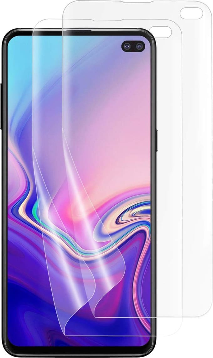 Screenprotector voor Samsung Galaxy S10 Plus - 2 stuks Beschermende kunststoffen transparante plastic schermfolie