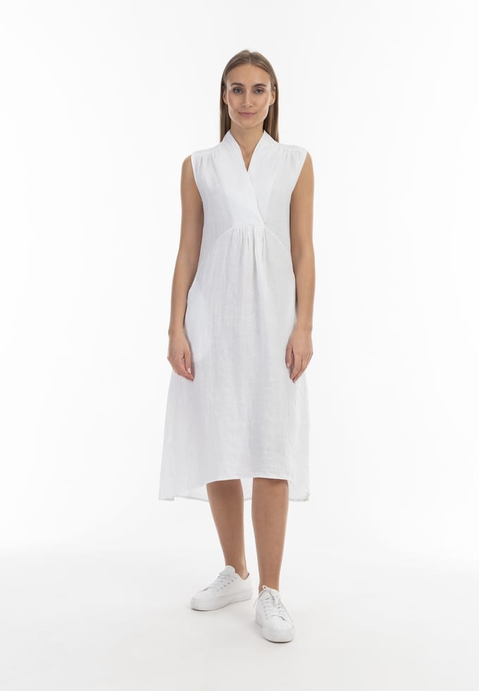 RISA Linnen midi-jurk Dames wit