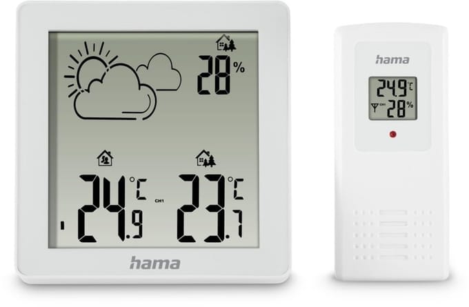 Weerstation met Sensor - Buitenthermometer Hygrometer - Weersvoorspelling Binnen Buiten - Draadloze Buitensensor 50m