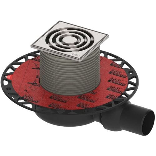 TECEdrainpoint S 112 drain set super flat with Seal Systen universal flange and stainless steel pipe frame 3601102