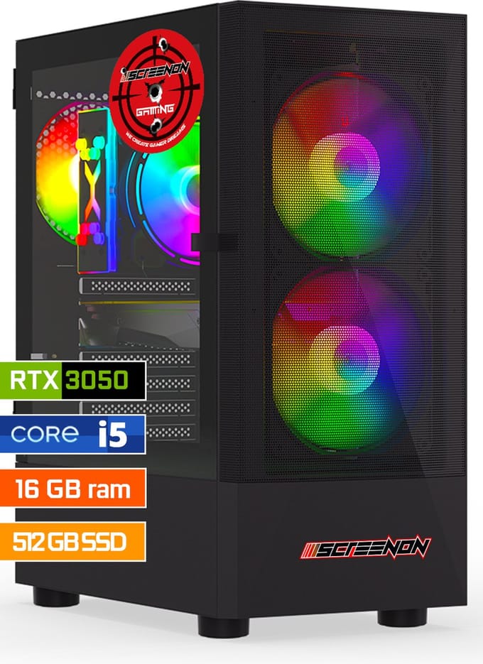 ScreenON - Intel Core i5 - 500GB SSD - 16GB RAM - RTX 3050 - GamePC.V1220231 - Windows 11