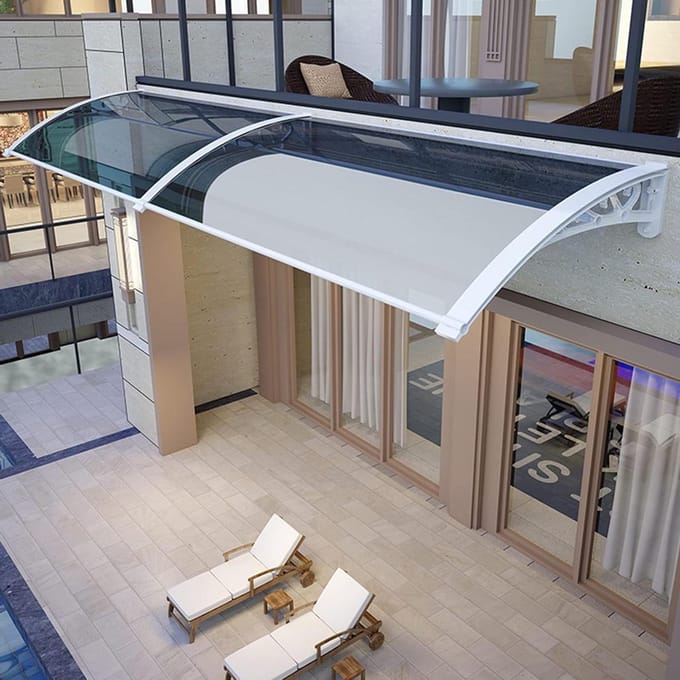 Deurluifel - Voordeur luifel - Bescherming tegen weer - Gebogen polycarbonaat - 100x80cm - Transparant