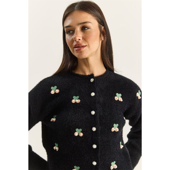 Geborduurd Knop-Up Cardigan