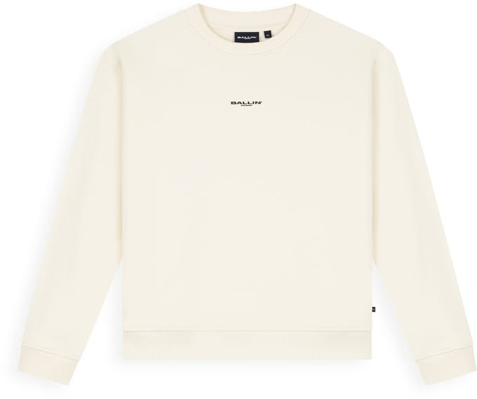 Ballin Amsterdam - Jongens Loose fit Sweaters Crewneck LS - Ecru - Maat 8