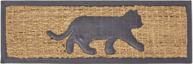 Homescapes deurmat kat, rubber & kokosvezel, 75cm x 25cm