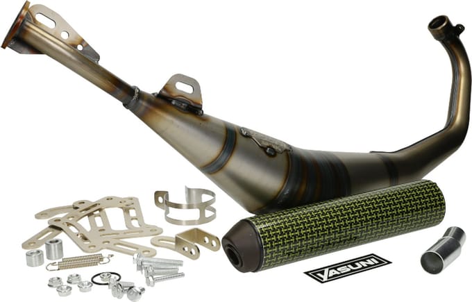 Uitlaat Yasuni R1 Max kevlar Minarelli AM6 (o.a: Beta RR, Rieju MRT, Motorhispania RYZ)