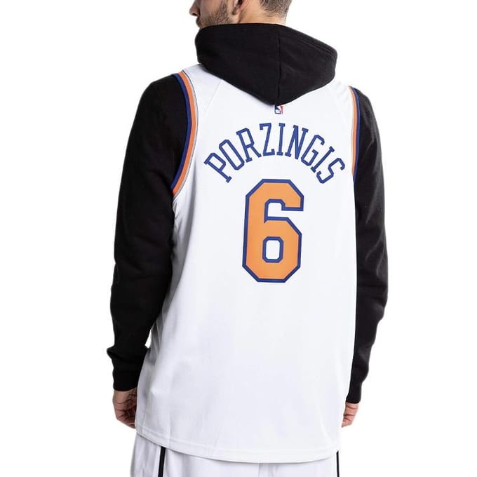 Nike Kristaps Porzingis Knicks Thuisjersey Heren Jerseys Wit 864435-100 S gray