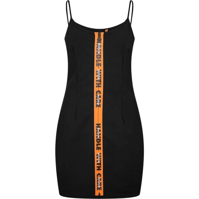 Heron Preston Dames Scoop Neck Spaghetti Strap Slip Dress (Zwart)