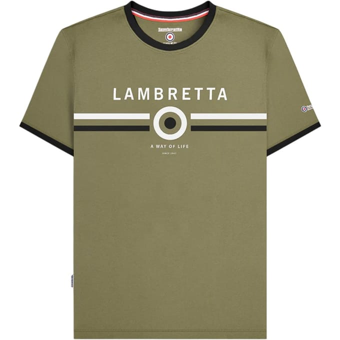 Lambretta Heren Target Ringer T-shirt (Khaki)