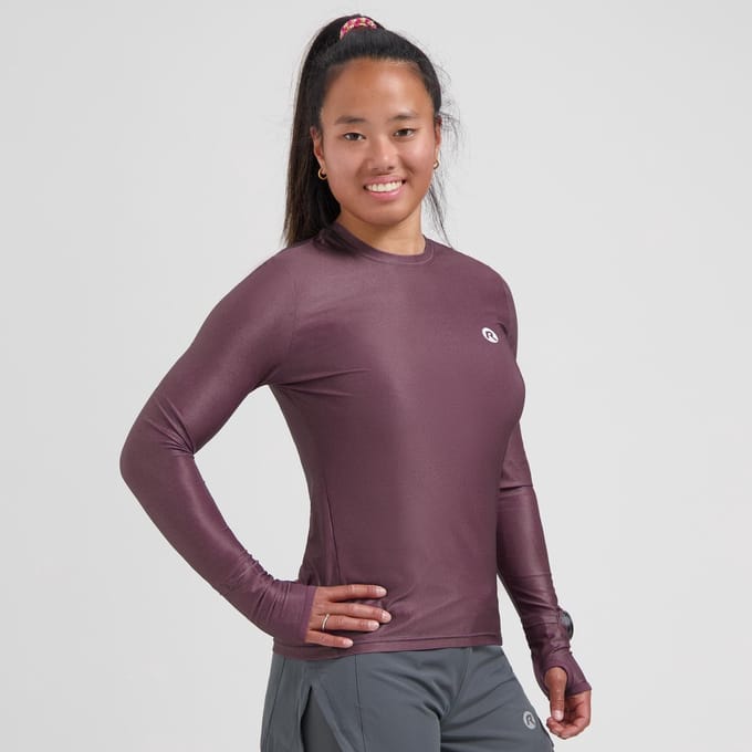Rogelli Essential Dames Hardloopshirt Lange Mouw - Aubergine