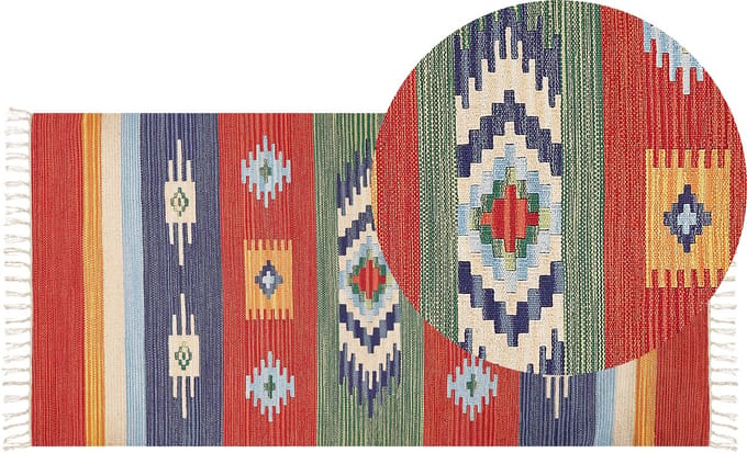 KAMARIS - Vloerkleed - Meerkleurig - 80 x 150 cm - Katoen