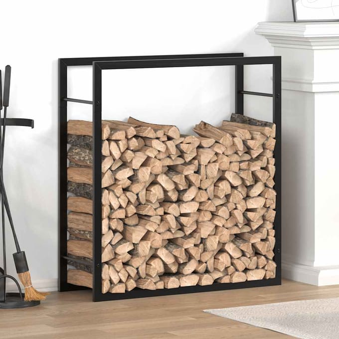 vidaXL - Haardhoutrek - 80x28x86 - cm - staal - matzwart