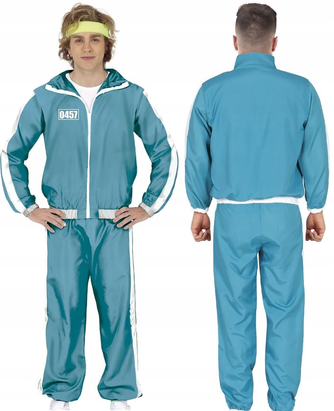 Kostuum Kleding Verkleedkostuum Trainingspak Speler Gevaarlijk Spel Carnaval Bal, L blue
