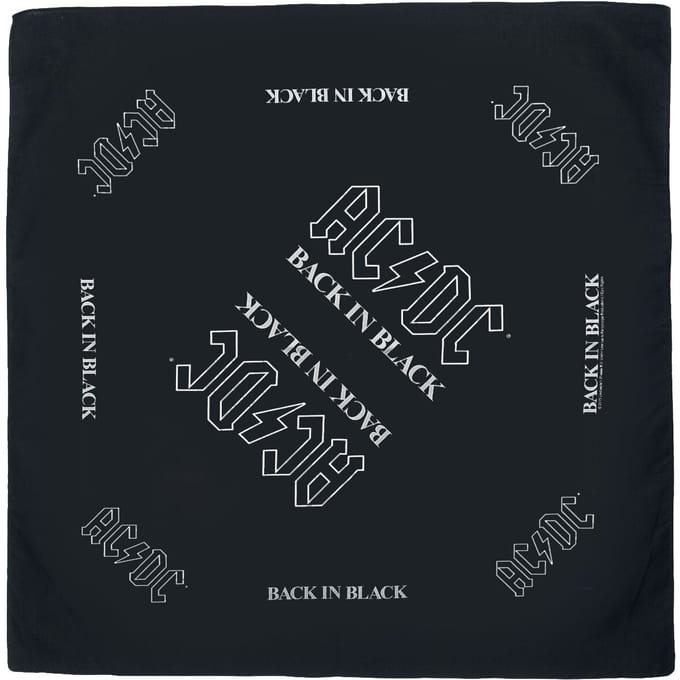 AC/DC Back in Black - Bandana Unisex Doek - zwart - Standard