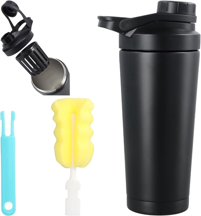 Omgoods - 750 ml RVS Thermosfles met Borstel en Lekvrije Deksel