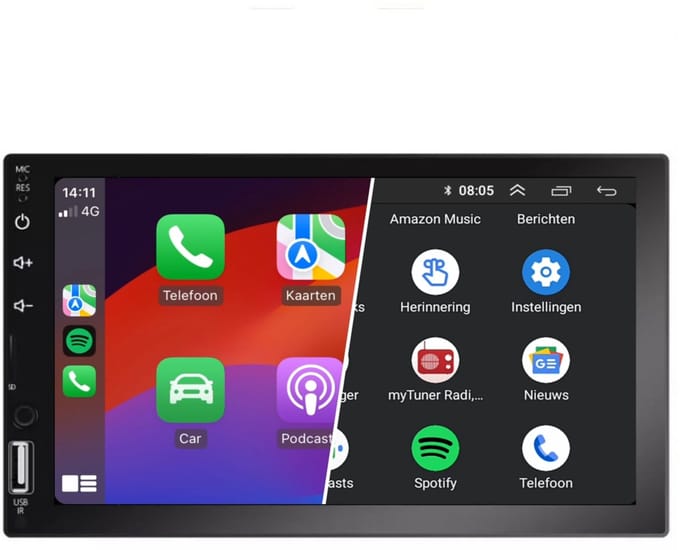 2-DIN autoradio | 7 inch touchscreen | Apple CarPlay | Bluetooth & USB | Denago DNG-CP161
