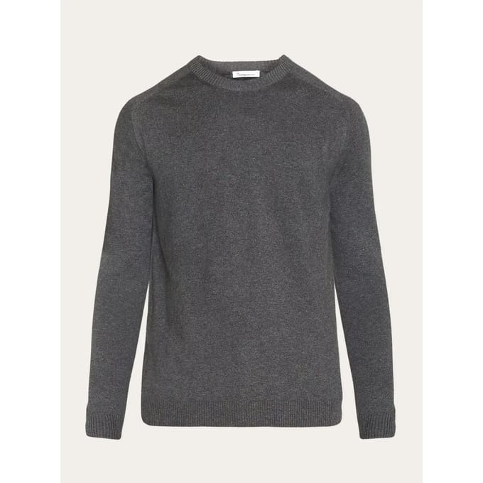 KnowledgeCotton Apparel Pullover Wol Antraciet - Maat M - Heren - Pullovers