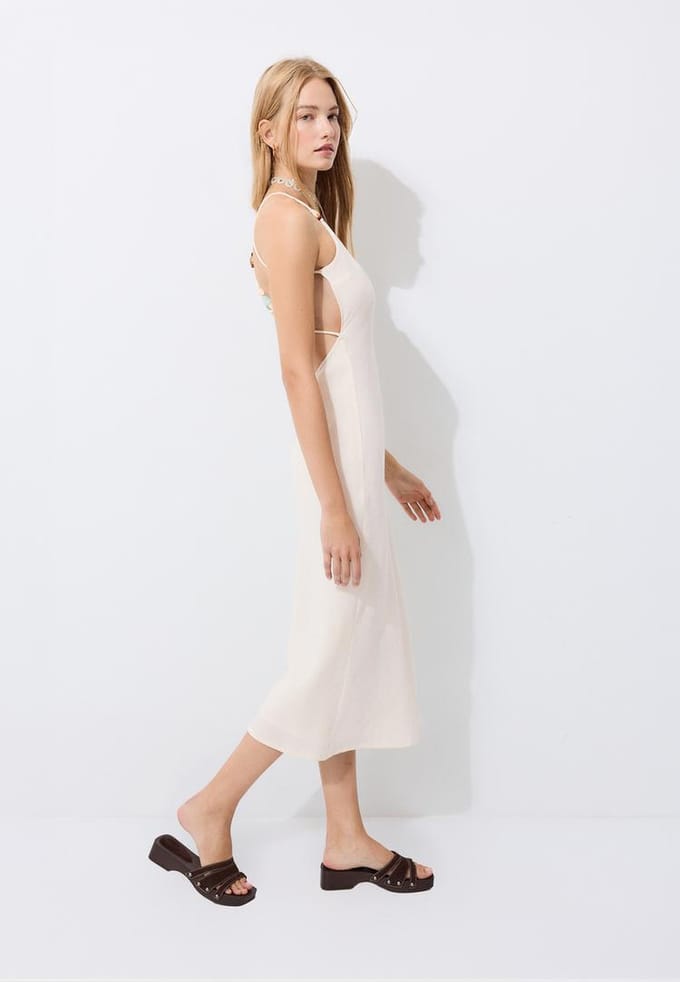 Stradivarius Rechte jurk met versierde rug  Steen S