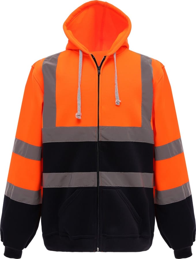 Yoko Full Zip Hooded Sweatshirt YHVK07 - Orange / Navy - M