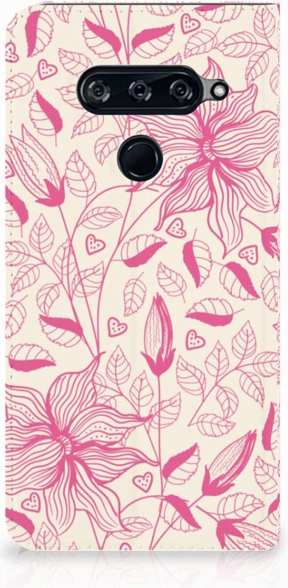 LG V40 Thinq Smart Cover Pink Flowers