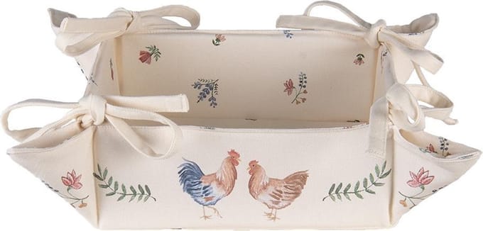 Clayre & Eef Broodmand 35x35x8 cm Beige Blauw Katoen Kip en Haan