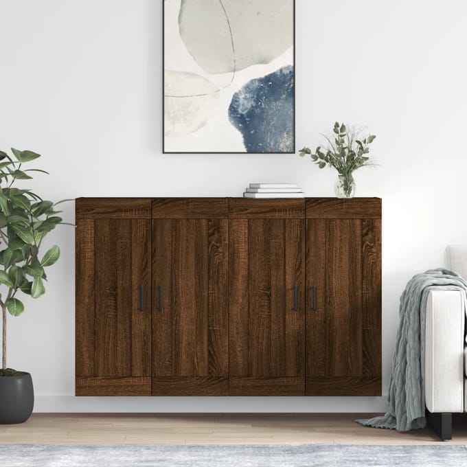 vidaXL - Hangkasten - 2 - st - bewerkt - hout - bruin - eikenkleur