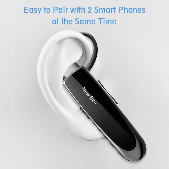 NIEUW BEE Enkele draadloze Bluetooth-headset Oortelefoon Ruisonderdrukkende microfoon Sporthoofdtelefoon Handsfree zwart