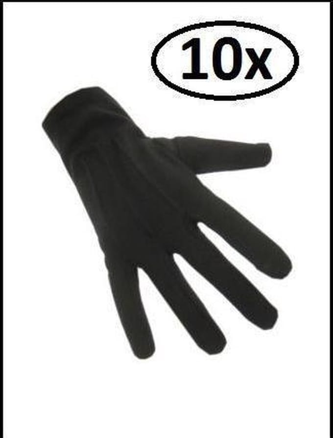 10x Handschoenen katoen kort zwart luxe