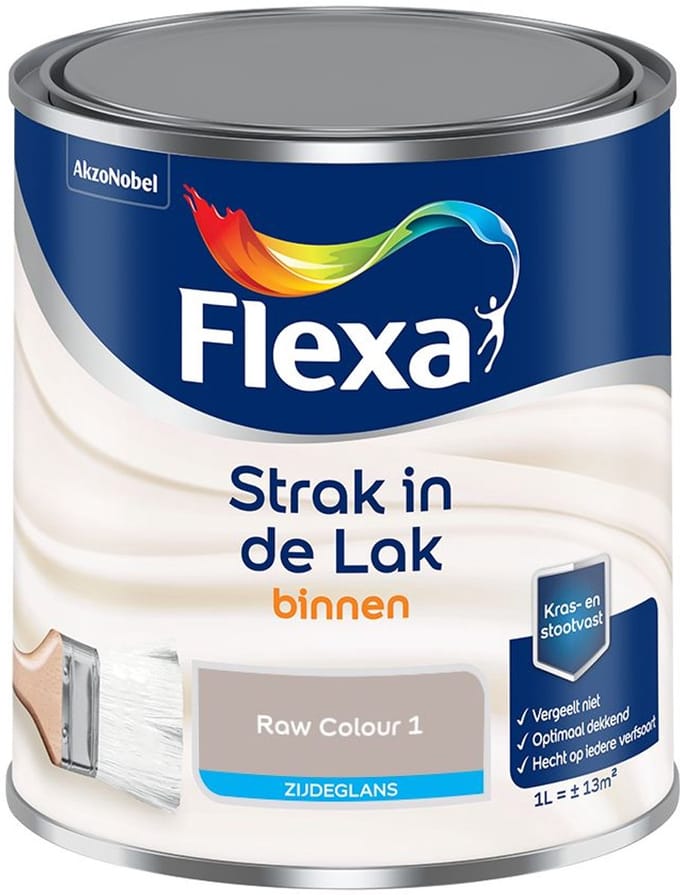 Flexa - Strak In De Lak Binnenlak Zijdeglans - Raw Colour 1 - Mengverf - 1 L
