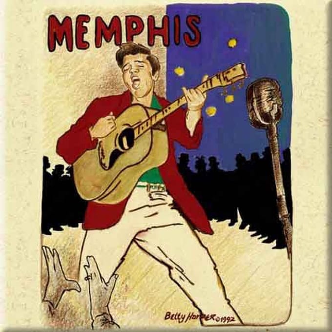 Elvis Presley - Memphis - Koelkast magneet - 7.5 x 7.5 cm
